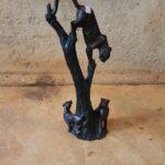 Ebony Cheetah and Scavengers Preying Sculpture