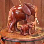 Brown Elephant with young Calf