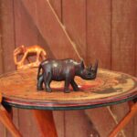 Miniature Rhinocerous Wood Desktop Carving.