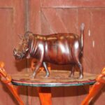 Brown Warthog Wood Carving