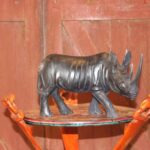 Rustic wooden Rhino Carving